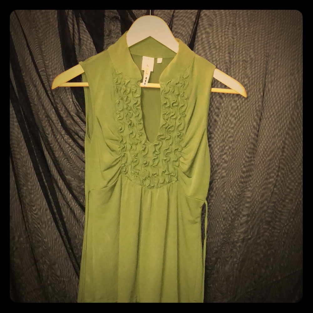 Avocado Green Ruffled Tank Top